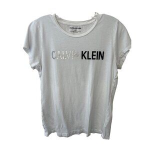 Calvin Klein Jeans White Graphic Tee Shirt L/G Women
